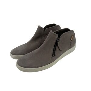 Ecco Soft 7‎ Women Size 10 Grey Nubuk Zip Booties